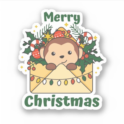 モンキークリスマスレターアニマルサル シール (正面)