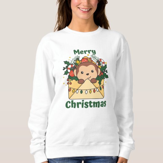 モンキークリスマスレターアニマルサル スウェットシャツ (正面)