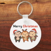 モンキークリスマス動物モンキーメリークリスマスK キーホルダー (正面)