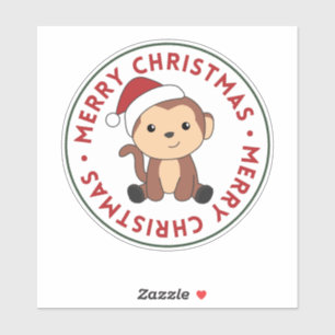 モンキークリスマス雪冬動物モンキースティック シール