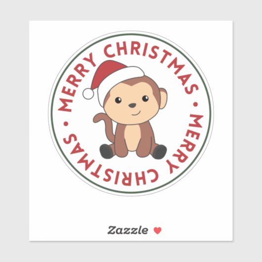 モンキークリスマス雪冬動物モンキースティック シール (シート)