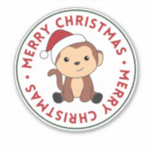 モンキークリスマス雪冬動物モンキースティック シール (正面)