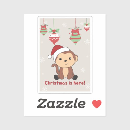 モンキークリスマス雪冬動物モンキースティック シール (シート)