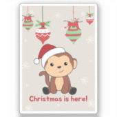 モンキークリスマス雪冬動物モンキースティック シール (正面)
