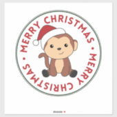 モンキークリスマス雪冬動物モンキースティック シール (シート)
