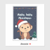 モンキークリスマス雪冬動物モンキースティック シール (シート)