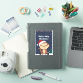 モンキークリスマス雪冬動物モンキースティック シール (iPadカバー)