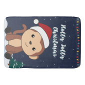 モンキークリスマス雪冬動物モンキーバス バスマット (正面)