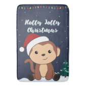 モンキークリスマス雪冬動物モンキーバス バスマット (正面縦)