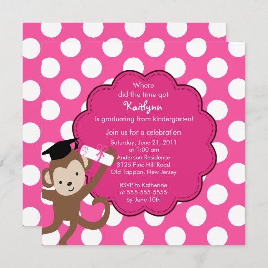モンキーグラッド女子卒業招待状 招待状 (正面/裏面)
