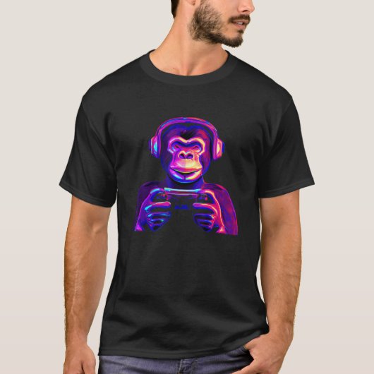 モンキーゲームパッドゲーマー Tシャツ (正面)