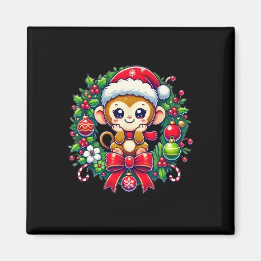 モンキーサンタハットクリスマスクリスマス マグネット (正面)