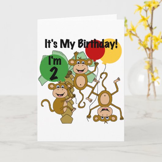 モンキーシャイン誕生日Tシャツとギフト カード (黄色い花)