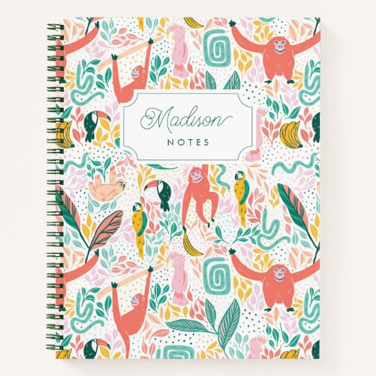 モンキージャングル動物の熱帯葉動物 ノートブック (正面)