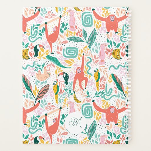 モンキージャングル動物の熱帯葉動物 プランナー手帳 (裏面)