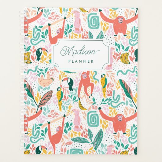 モンキージャングル動物の熱帯葉動物 プランナー手帳 (正面)