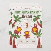 モンキージャングル誕生日パーティー 招待状 (正面/裏面)