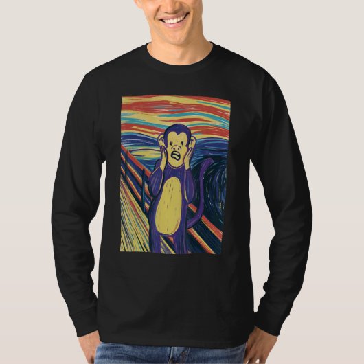 モンキースクリーム絵画ムンクのスクリームサル Tシャツ (正面)