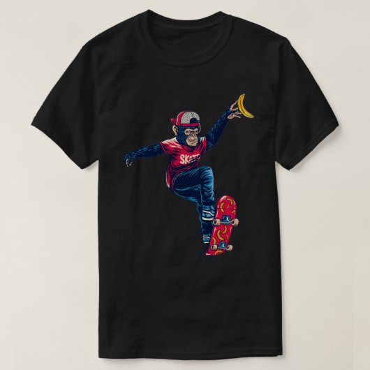 モンキースケートボードスケーター有おもしろいプロスケートスケーター Tシャツ (デザイン正面)
