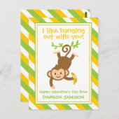 モンキーストライプのパーソナライズされたバレンタインのカード ポストカード (正面/裏面)