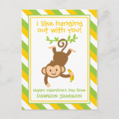 モンキーストライプのパーソナライズされたバレンタインのカード ポストカード (正面)