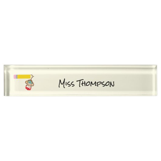 モンキーズぶら下がったバイテールカスタム先生 デスクネームプレート (正面)