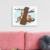 モンキーズ登山ザ・ツリー漫画 キャンバスプリント (インサイチュ (リビング))