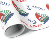 モンキーセイボートベビー航海のシャワー ラッピングペーパー (ロールコーナー)