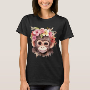モンキーチンパンジージャングルアニマルボホフローラサル Tシャツ