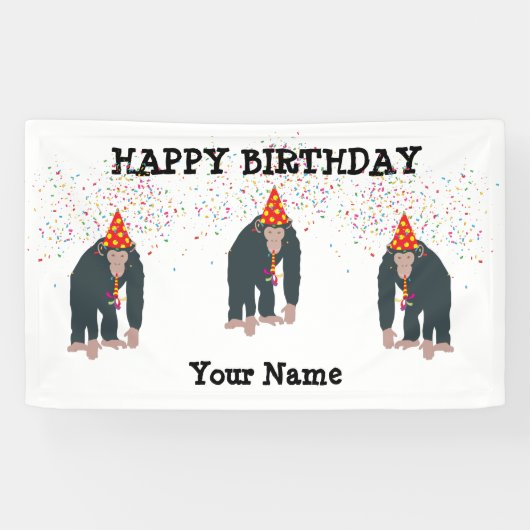 モンキーチンパンジー動物誕生会 横断幕 (横)