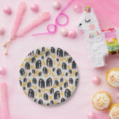 モンキーチンパンジー&バナナパターン ペーパープレート (パーティー)