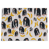 モンキーチンパンジー&バナナパターン ラージペーパーバッグ (正面)