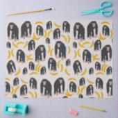 モンキーチンパンジー&バナナパターン 薄葉紙 (クラフト)