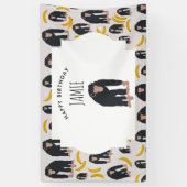 モンキーチンパンジー&パーソナライズされたバナナ誕生日 横断幕 (縦)