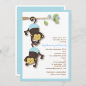 モンキーツイモダンンボーイズ赤ちゃんシャワー招待状 招待状 (正面/裏面)
