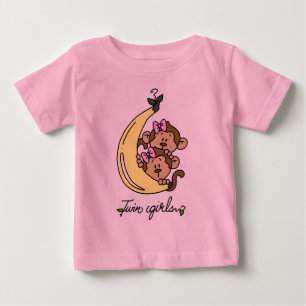 モンキーツインガールズTシャツとギフト ベビーTシャツ