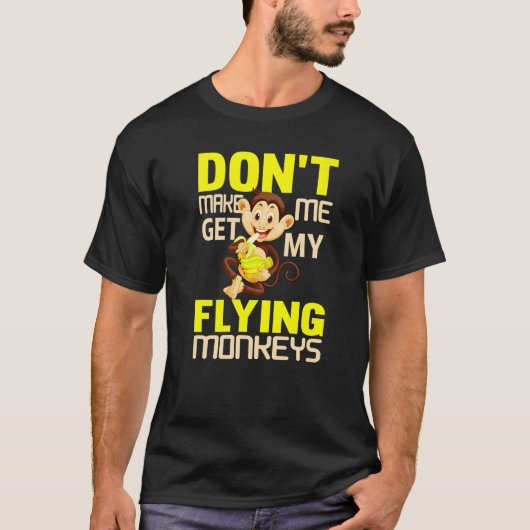 モンキーティ男性へー怒スモンキー飛んでいるザル5 Tシャツ (正面)