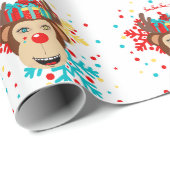 モンキートナカイのクリスマスプレゼント ラッピングペーパー (ロールコーナー)