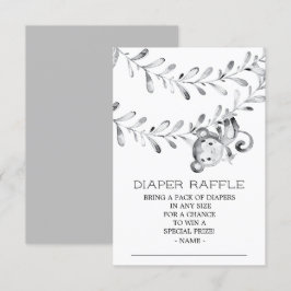 モンキーニュートラルベビーシャワーおむつラッフルチケット 招待状