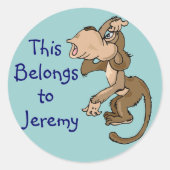 モンキーネームおもしろいタグシール ラウンドシール (正面)