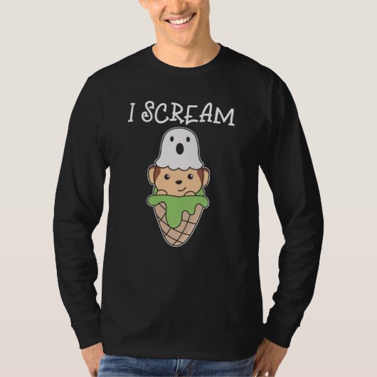 モンキーハロウィーン幽霊Iスクリームアイスパン Tシャツ (正面)
