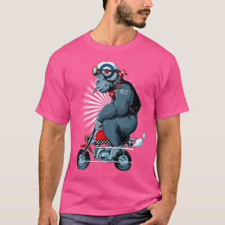 モンキーバイクゴリラカートゥーンモーターバイクデザイン Tシャツ