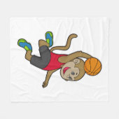 モンキーバスケットボール選手バスケットボール フリースブランケット (正面(横))