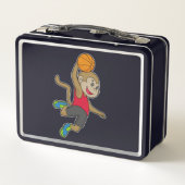 モンキーバスケットボール選手バスケットボール メタルランチボックス (裏面)