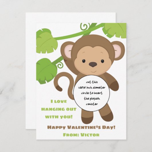 モンキーバレンタインデー遊のギフトカード エンクロージャーカード (正面/裏面)