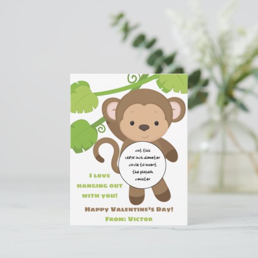 モンキーバレンタインデー遊のギフトカード エンクロージャーカード (スタンド正面)