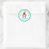 モンキーバースデーパーティー好意ステッカー ラウンドシール (バッグ)