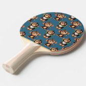 モンキーパターンデザイン 青 卓球ラケット (正面アングル)