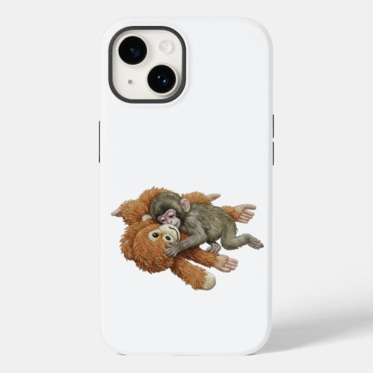 モンキーパンチのグラフィック、赤ちゃんザルオランウータンのハグ Case-Mate iPhoneケース (裏面)