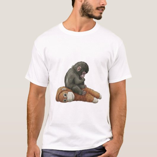 モンキーパンチ、赤ちゃんモンキーオランウータンの抱擁 Tシャツ (正面)